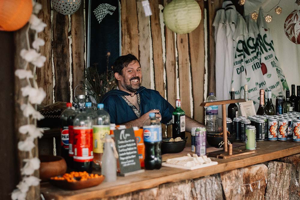 Carl being cheeky behind the bar